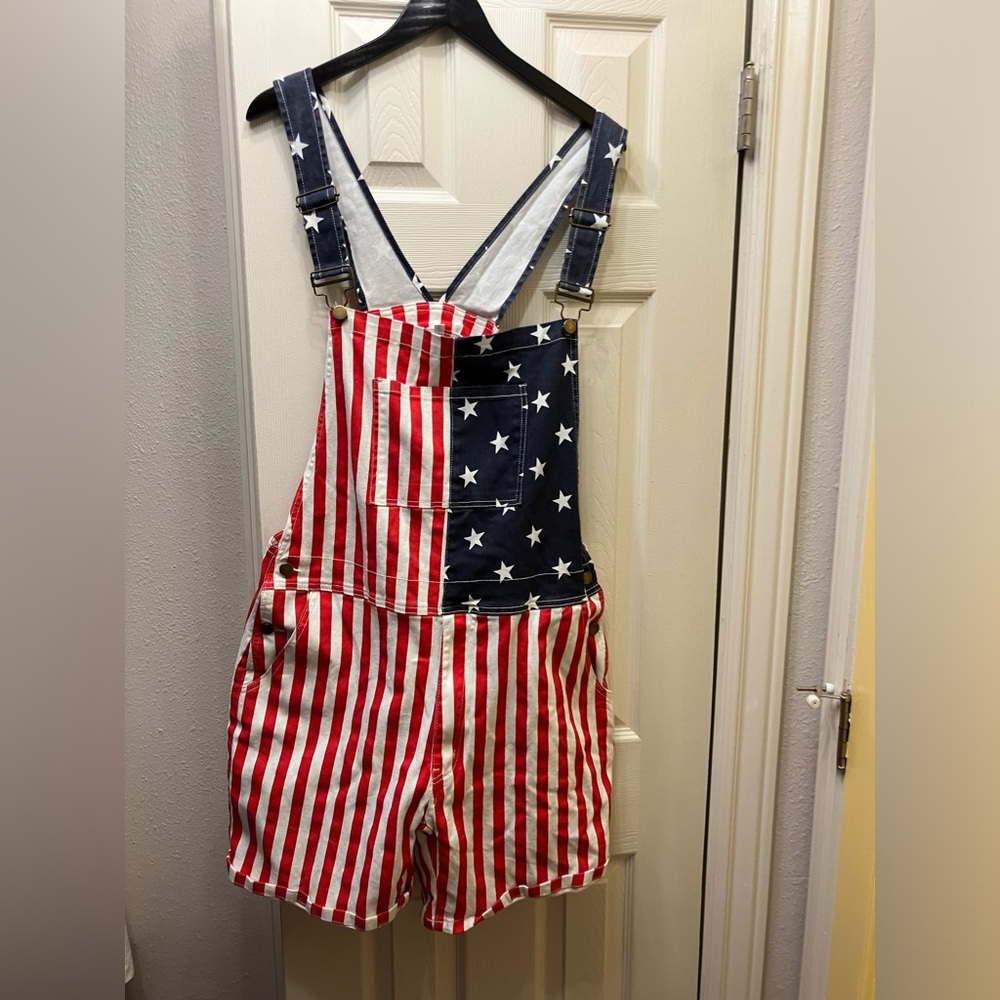 Women’s American Flag Overalls Shortalls